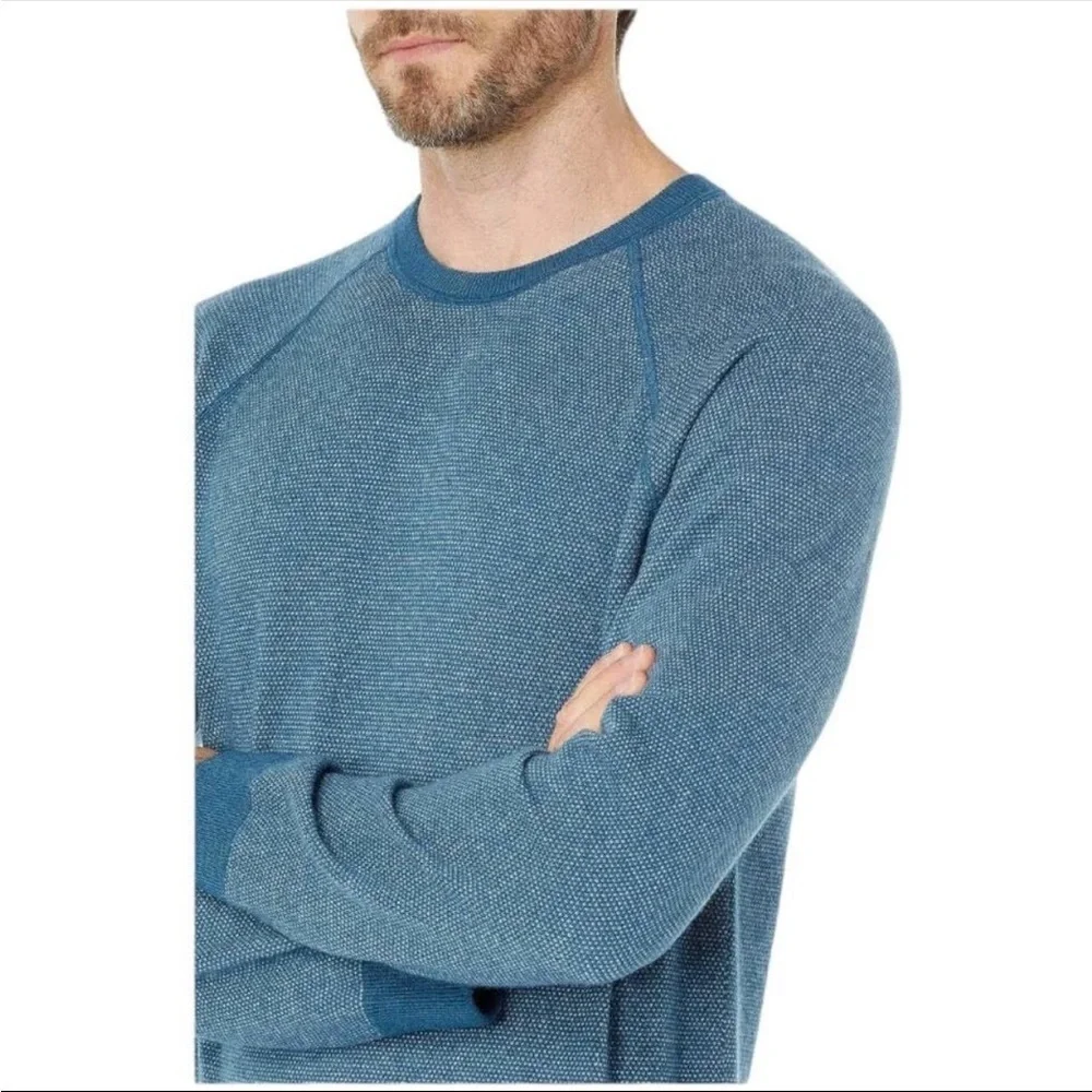 Vince Men's Birdseye Blue Long Sleeve Raglan Wool Cashmere Crewneck Sweater